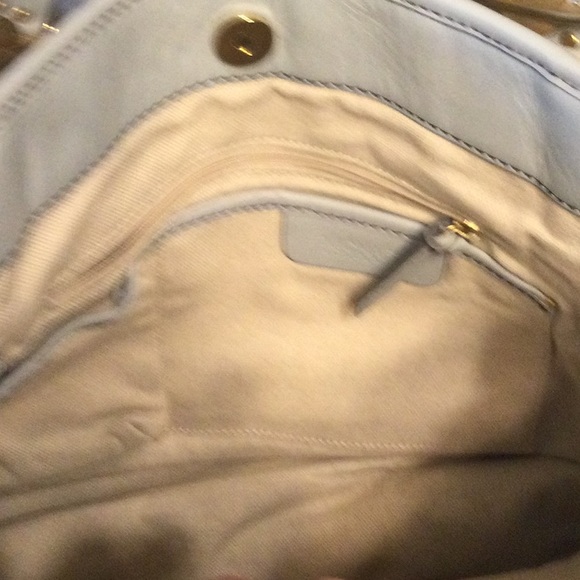 Michael Kors blue pebble leather satchel with canvas lining and 6  pocket. - Picture 11 of 13